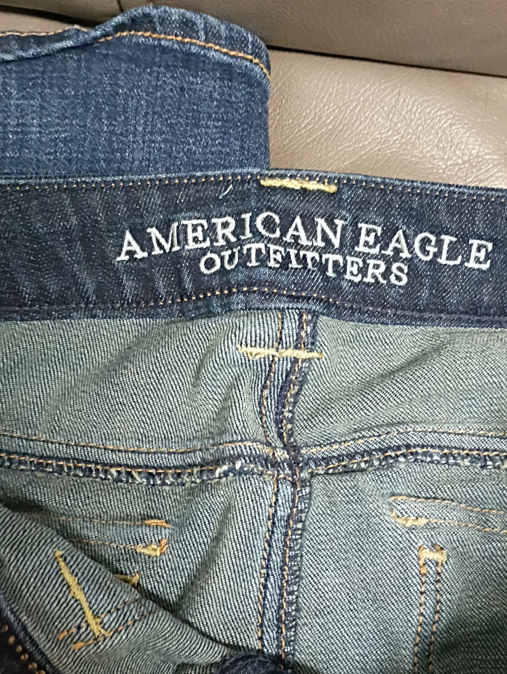 American Eagle Outfitters Dark Blue Denim Jeans with Contrast Stitching